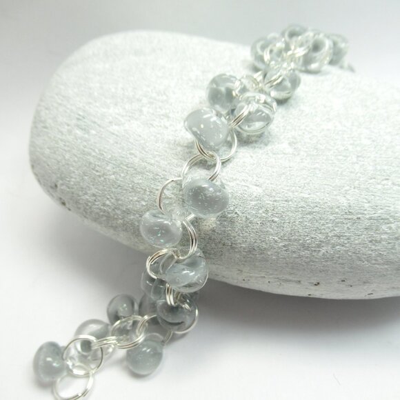 Boro glass linked bead bracelet - Picture 1 of 15